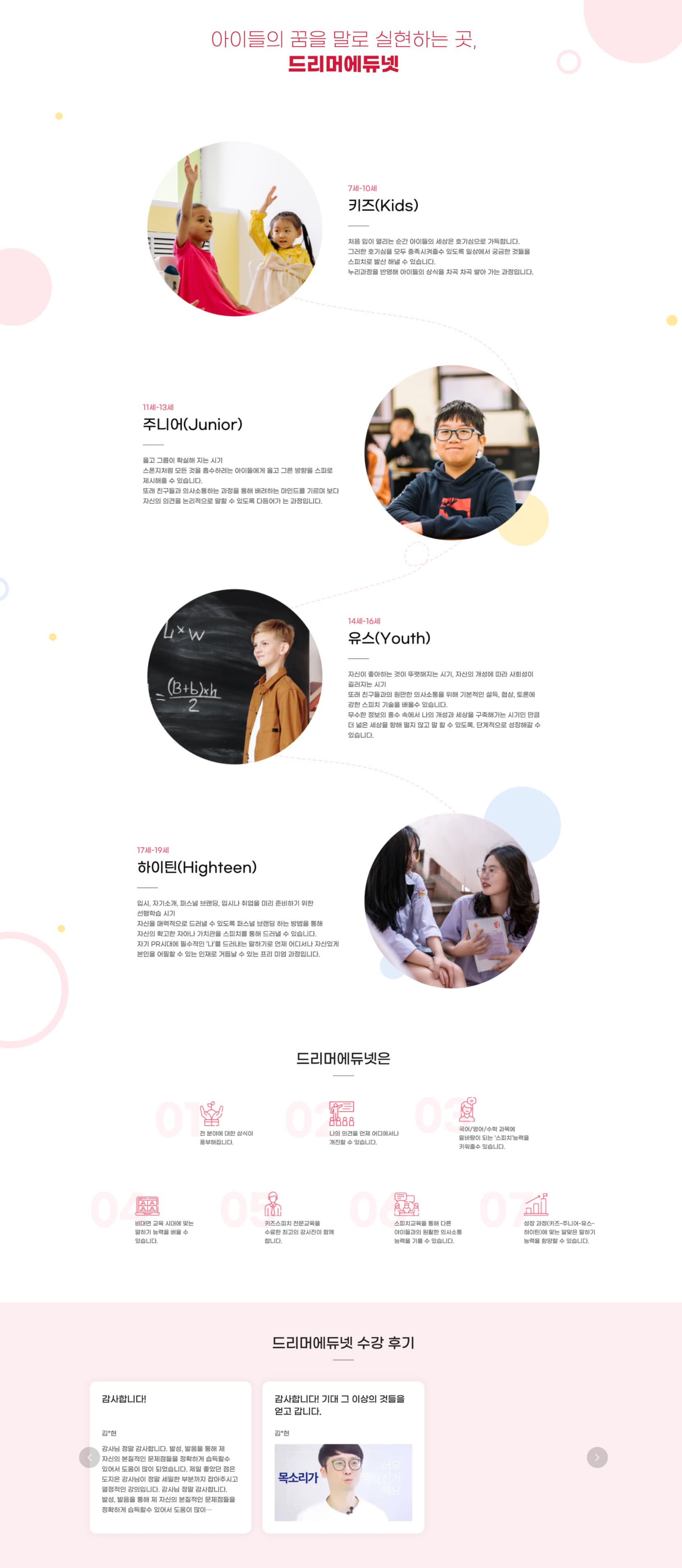 드리머에듀넷 수강 상세 및 관리자 시스템 전체 화면